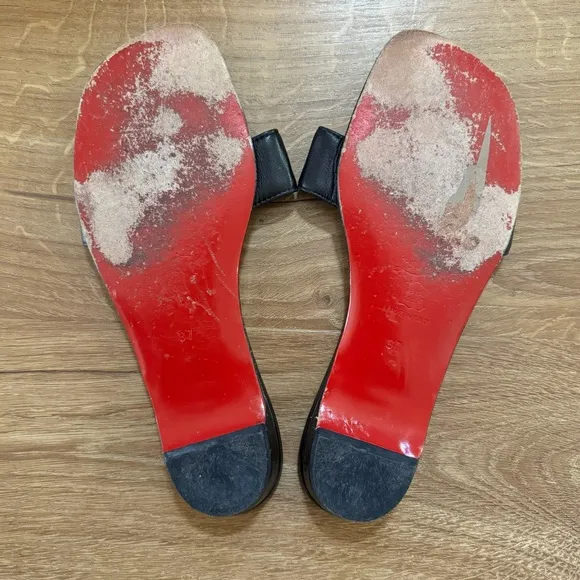 Christian Louboutin Square Toe Leather Slides