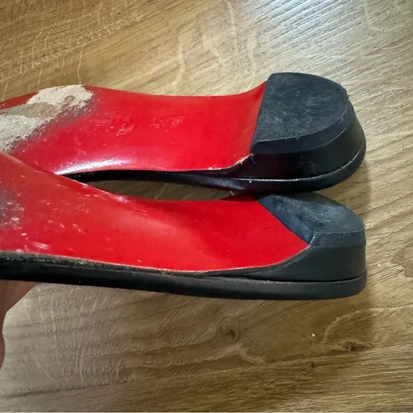 Christian Louboutin Square Toe Leather Slides