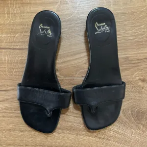Christian Louboutin Square Toe Leather Slides