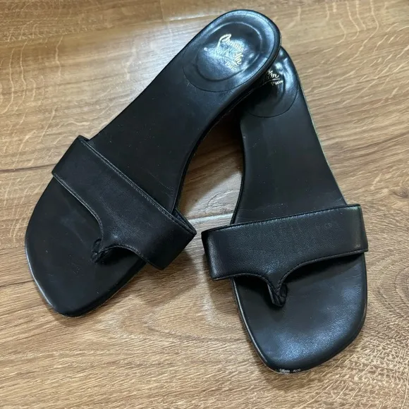 Christian Louboutin Square Toe Leather Slides