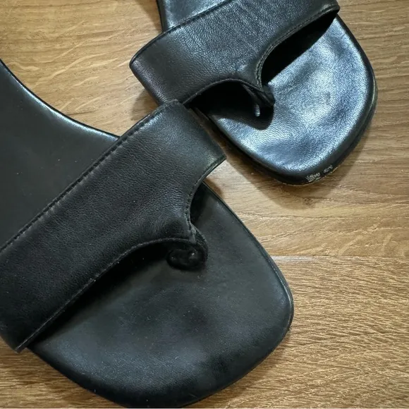 Christian Louboutin Square Toe Leather Slides