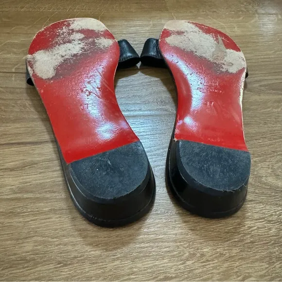 Christian Louboutin Square Toe Leather Slides