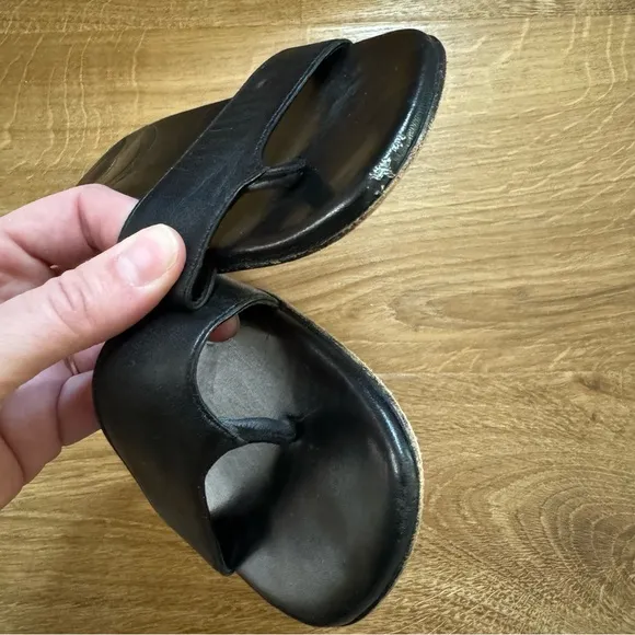 Christian Louboutin Square Toe Leather Slides