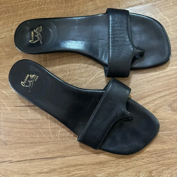 Christian Louboutin Square Toe Leather Slides