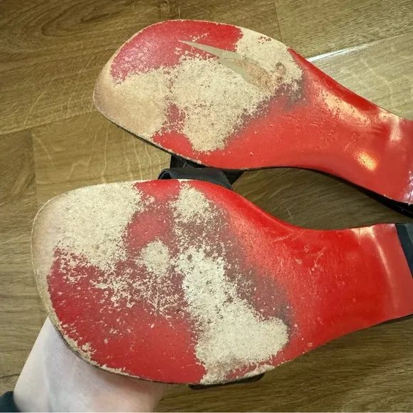 Christian Louboutin Square Toe Leather Slides