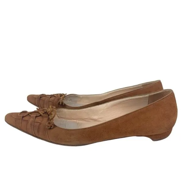 CHRISTIAN LOUBOUTIN Suede Ballet Flats in Tan - Size 36/6