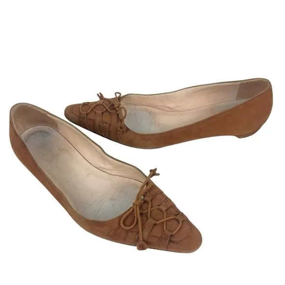 CHRISTIAN LOUBOUTIN Suede Ballet Flats in Tan - Size 36/6