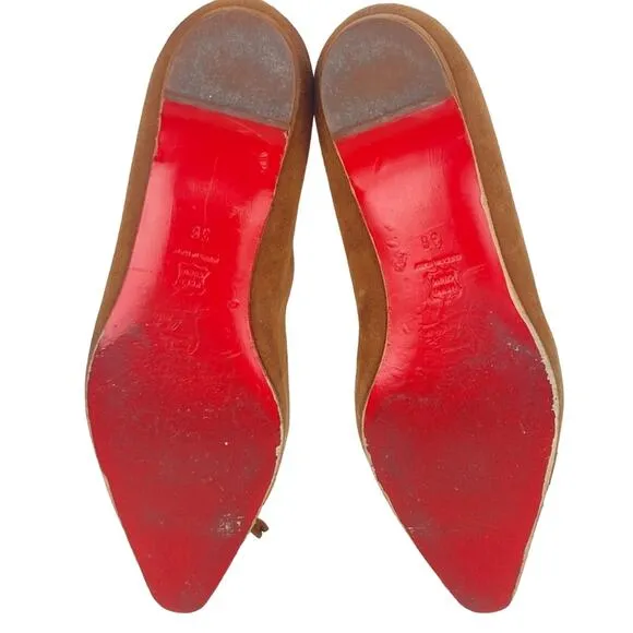 CHRISTIAN LOUBOUTIN Suede Ballet Flats in Tan - Size 36/6