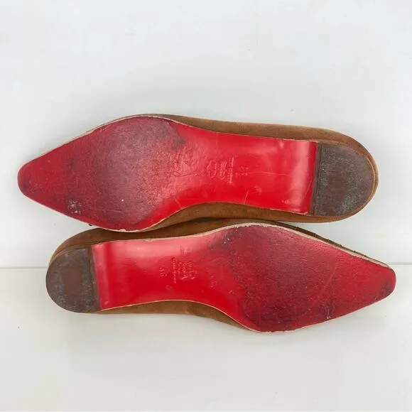 CHRISTIAN LOUBOUTIN Suede Ballet Flats in Tan - Size 36/6