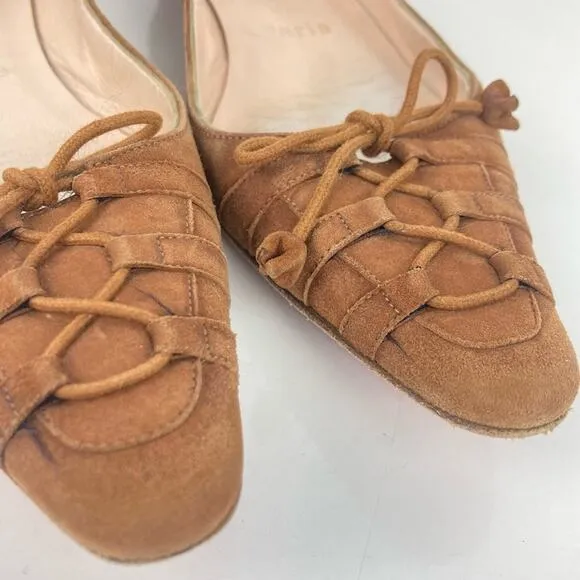 CHRISTIAN LOUBOUTIN Suede Ballet Flats in Tan - Size 36/6