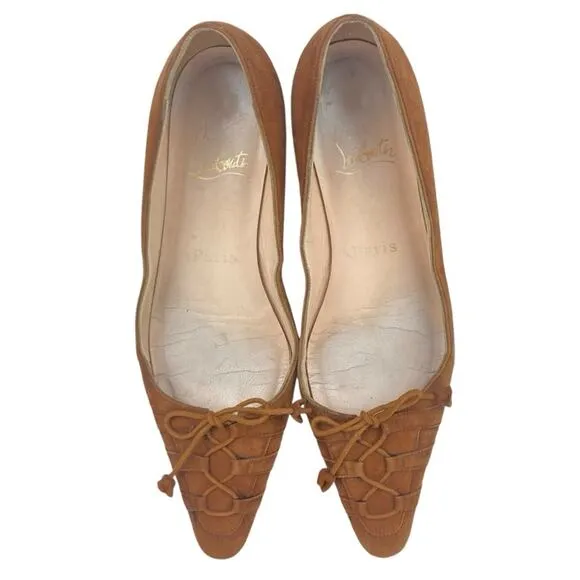 CHRISTIAN LOUBOUTIN Suede Ballet Flats in Tan - Size 36/6