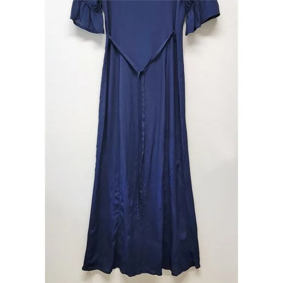 Christy Dawn Lennon Dress XS Midnight Navy Blue Puff Sleeves Midi Boho Country