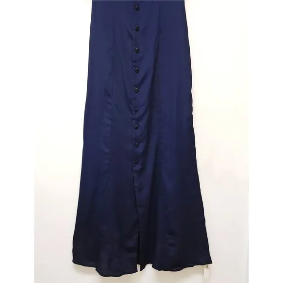 Christy Dawn Lennon Dress XS Midnight Navy Blue Puff Sleeves Midi Boho Country