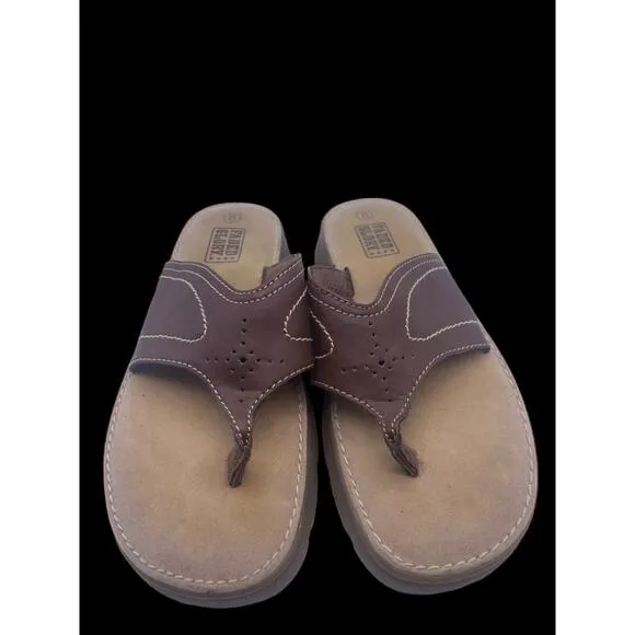 Chunky Platform Sandals Y2K Brown Leather Thong Faded Glory Size 8 Womens Vtg