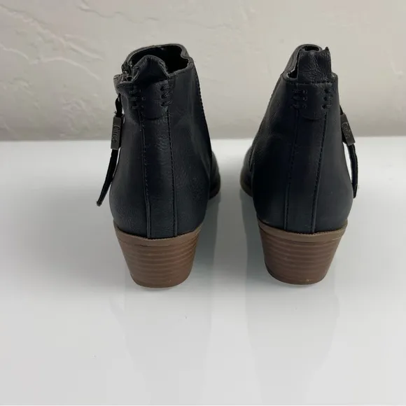 Circus Sam Edelman Heidi Bootie Ankle Boots Leather Black Heeled Wood‎ Stacked