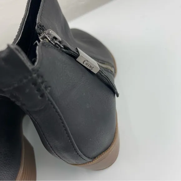 Circus Sam Edelman Heidi Bootie Ankle Boots Leather Black Heeled Wood‎ Stacked