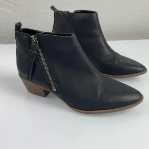 Circus Sam Edelman Heidi Bootie Ankle Boots Leather Black Heeled Wood‎ Stacked