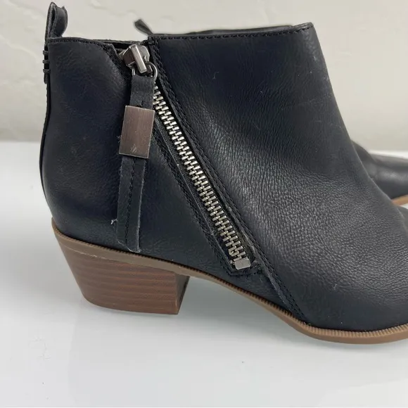 Circus Sam Edelman Heidi Bootie Ankle Boots Leather Black Heeled Wood‎ Stacked