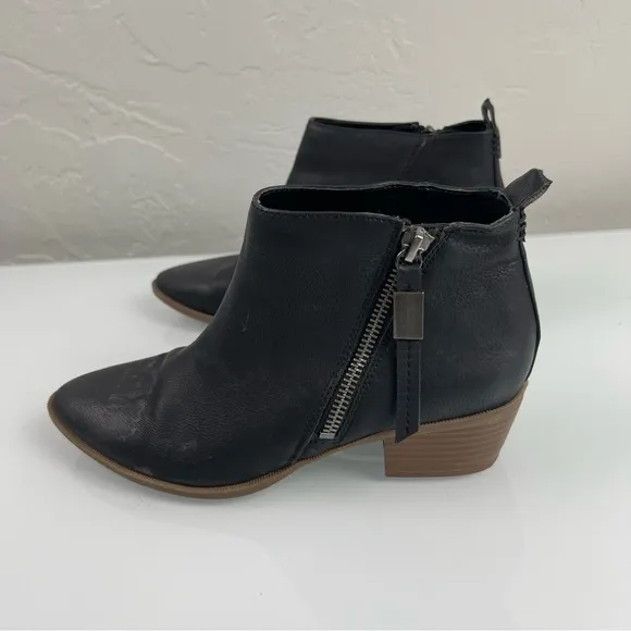 Circus Sam Edelman Heidi Bootie Ankle Boots Leather Black Heeled Wood‎ Stacked