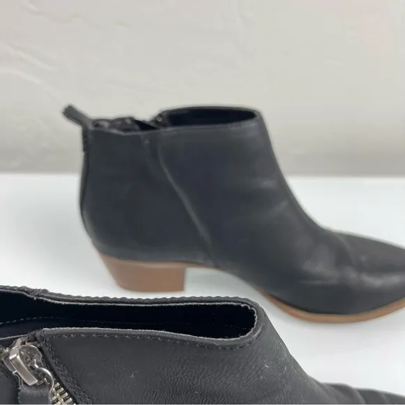 Circus Sam Edelman Heidi Bootie Ankle Boots Leather Black Heeled Wood‎ Stacked