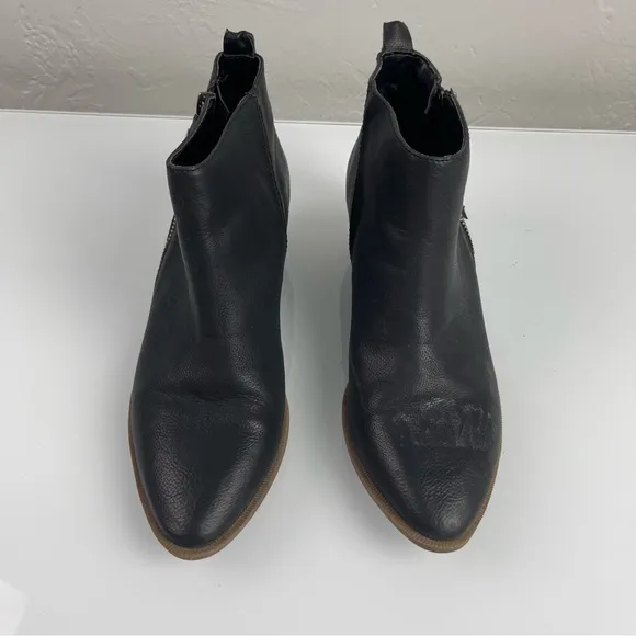 Circus Sam Edelman Heidi Bootie Ankle Boots Leather Black Heeled Wood‎ Stacked