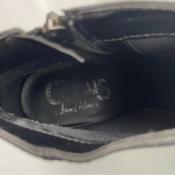 Circus Sam Edelman Heidi Bootie Ankle Boots Leather Black Heeled Wood‎ Stacked