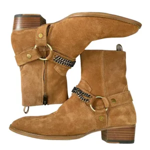 Civil Regime NEW Men's Suede Harness Chain Detail Side Zip Boots 7 US 40 EU