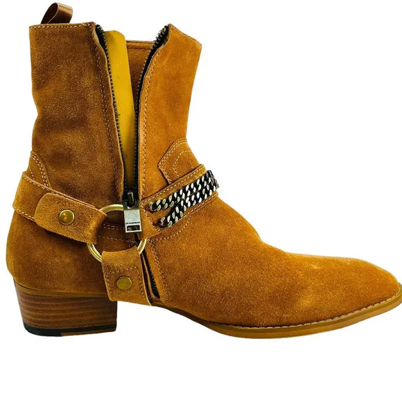 Civil Regime NEW Men's Suede Harness Chain Detail Side Zip Boots 7 US 40 EU