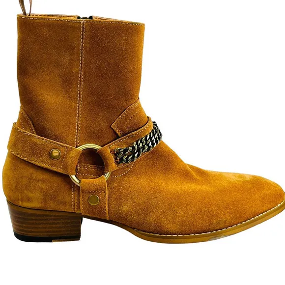 Civil Regime NEW Men's Suede Harness Chain Detail Side Zip Boots 7 US 40 EU