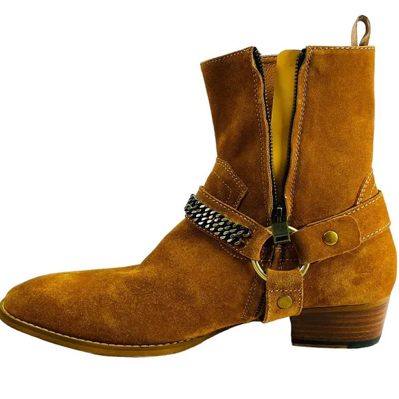Civil Regime NEW Men's Suede Harness Chain Detail Side Zip Boots 7 US 40 EU