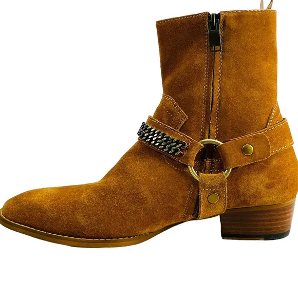 Civil Regime NEW Men's Suede Harness Chain Detail Side Zip Boots 7 US 40 EU