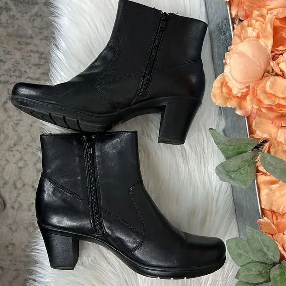 CLARKS 83576 Black Leather Casual Boots Size 9.5