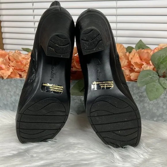 CLARKS 83576 Black Leather Casual Boots Size 9.5