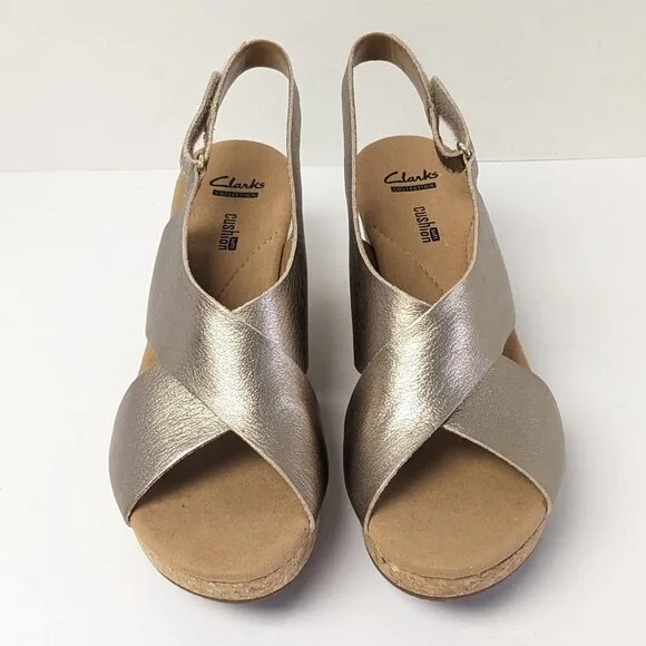 Clarks Annadel Eirwyn Wedge Sandals, Gold, Women's 10