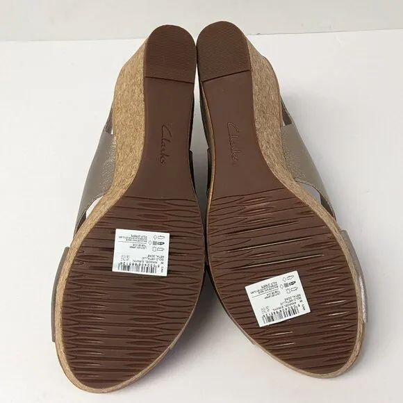 Clarks Annadel Eirwyn Wedge Sandals, Gold, Women's 10