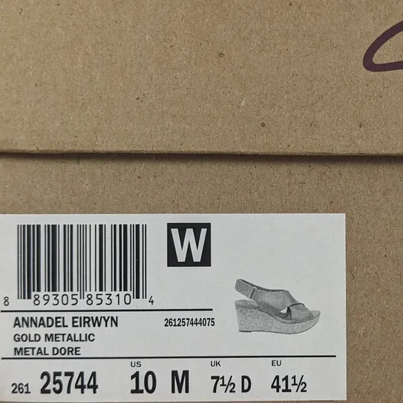 Clarks Annadel Eirwyn Wedge Sandals, Gold, Women's 10