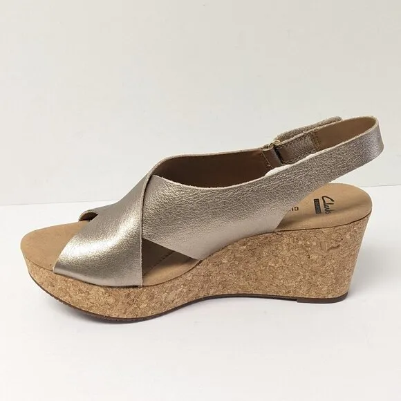 Clarks Annadel Eirwyn Wedge Sandals, Gold, Women's 10