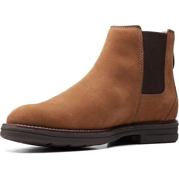 Clarks Banning Limit Brown Leather Slip On Chelsea Ankle Boots Men's Size 10M
