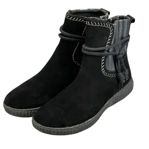 Clarks Caroline Lily Black Suede Leather Side Zip Ankle Boots Women 10/41.5