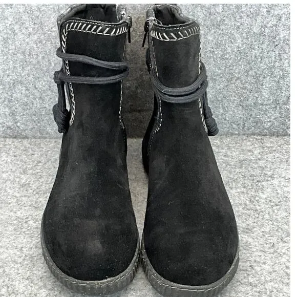 Clarks Caroline Lily Black Suede Leather Side Zip Ankle Boots Women 10/41.5