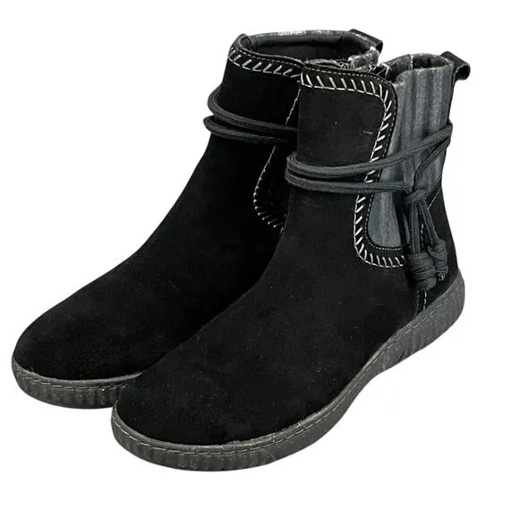 Clarks Caroline Lily Black Suede Leather Side Zip Ankle Boots Women 10/41.5
