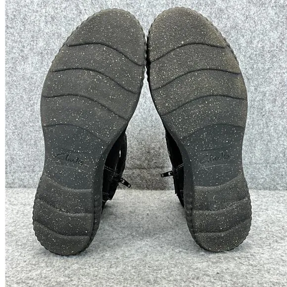 Clarks Caroline Lily Black Suede Leather Side Zip Ankle Boots Women 10/41.5