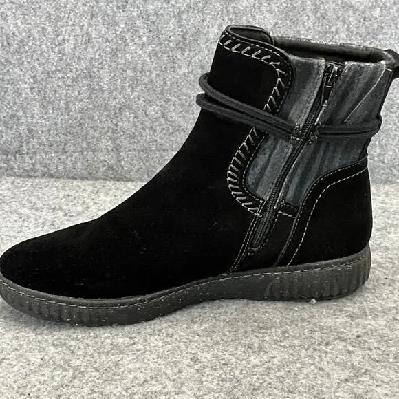 Clarks Caroline Lily Black Suede Leather Side Zip Ankle Boots Women 10/41.5
