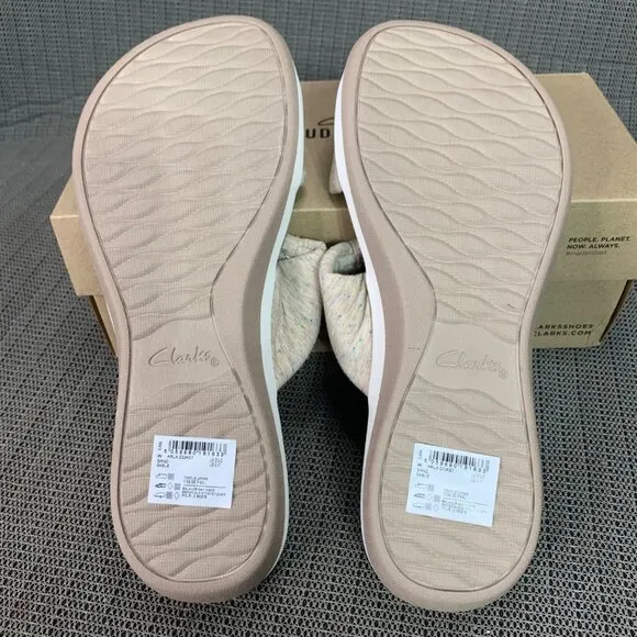 Clarks Cloudsteppers Womens  9 Wide  Jersey Slide Sandals Arla Coast SandFootwea