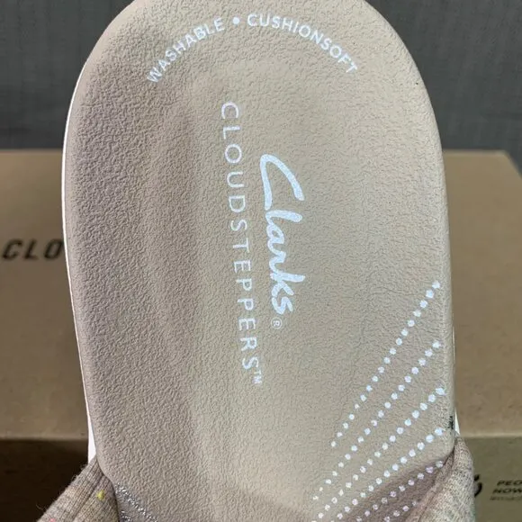 Clarks Cloudsteppers Womens  9 Wide  Jersey Slide Sandals Arla Coast SandFootwea