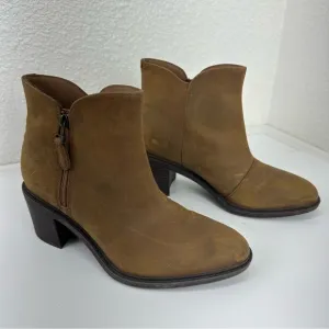 Clarks Collection Women's Ankle Boots 10 M Brown Leather Side Zip Heels