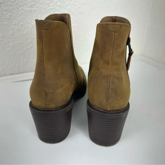Clarks Collection Women's Ankle Boots 10 M Brown Leather Side Zip Heels