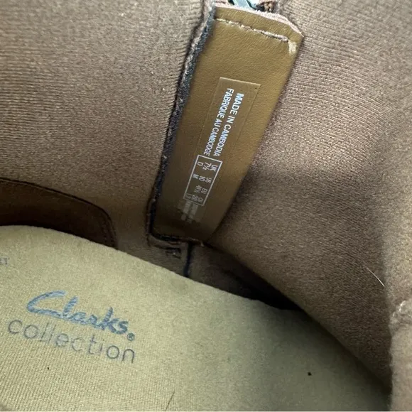 Clarks Collection Women's Ankle Boots 10 M Brown Leather Side Zip Heels
