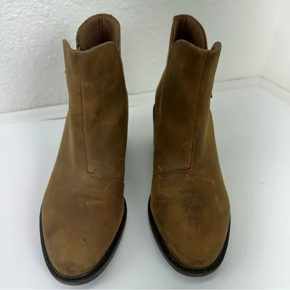 Clarks Collection Women's Ankle Boots 10 M Brown Leather Side Zip Heels