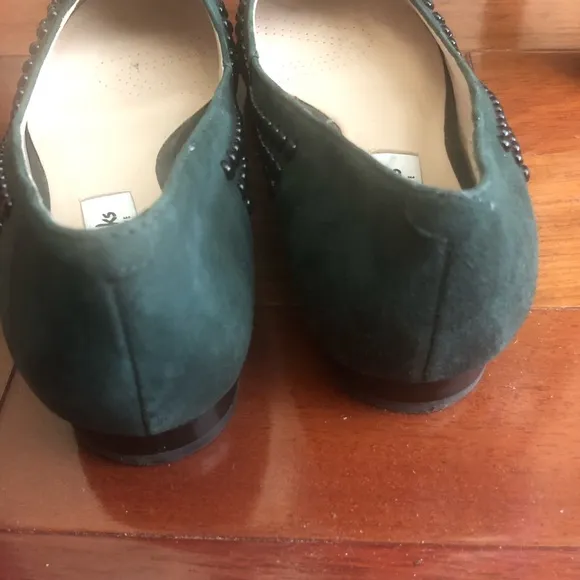 Clarks Dark Green Suede Flats
